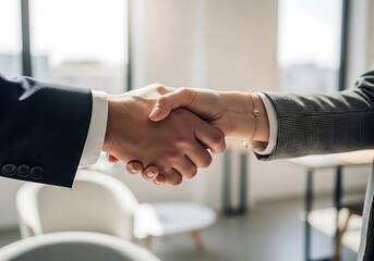 Business partners sealing a deal with a handshake showcasing collaboration and trust