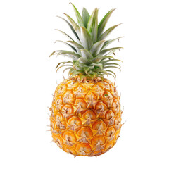 Single pineapple, vibrant yellow, green leaves