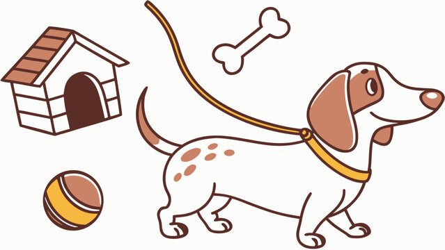 Cute Grumpy Dachshund in a National Dog Day world – Best Friend Fido palette vector