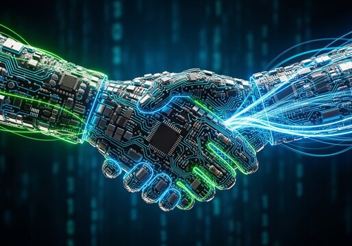 Handshake made of circuit boards trust engineered in the digital age