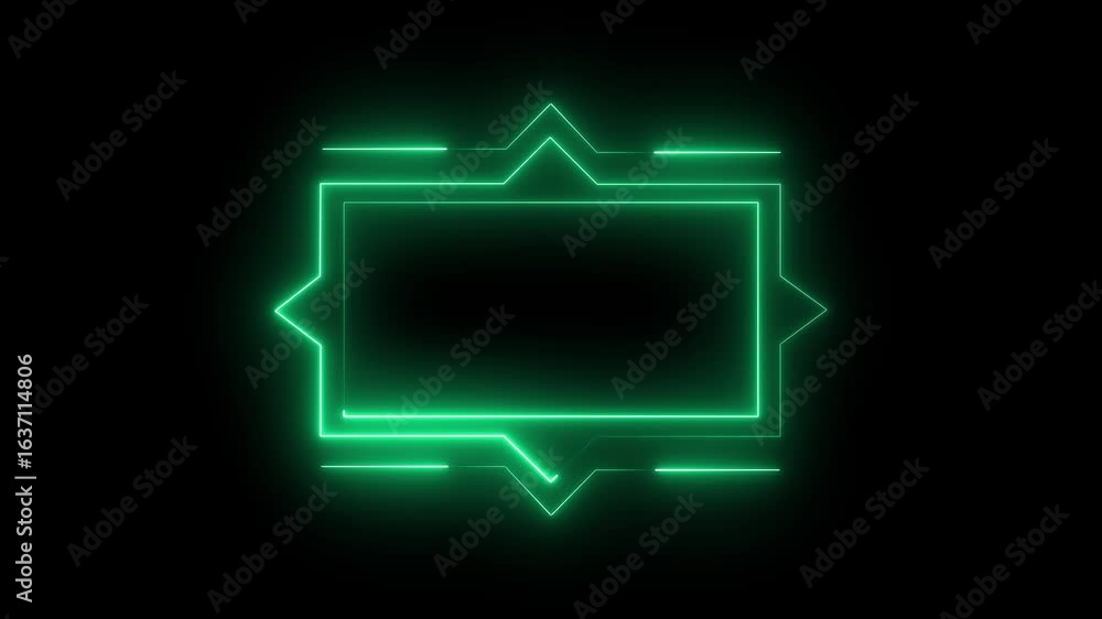 Poster neon rectangle hologram frame border viewfinder lights lasers geometric glow outline shape or laser 