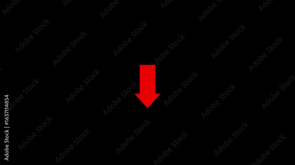 Poster animated arrow pointing down on black background.abstract glowing down arrow icon animation.arrow lo