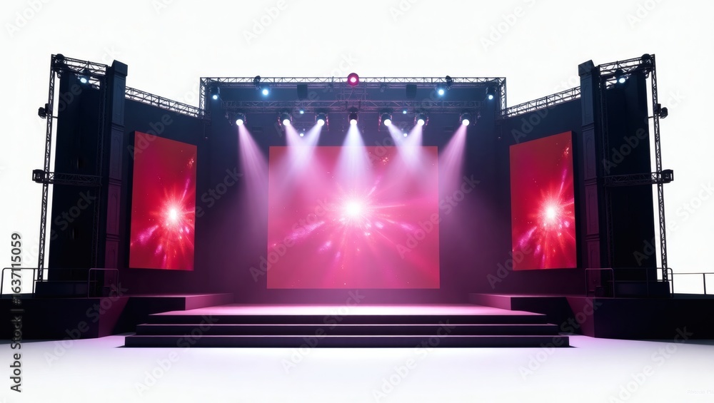 Poster a captivating stage setup with dynamic lighting, creating an immersive visual experience