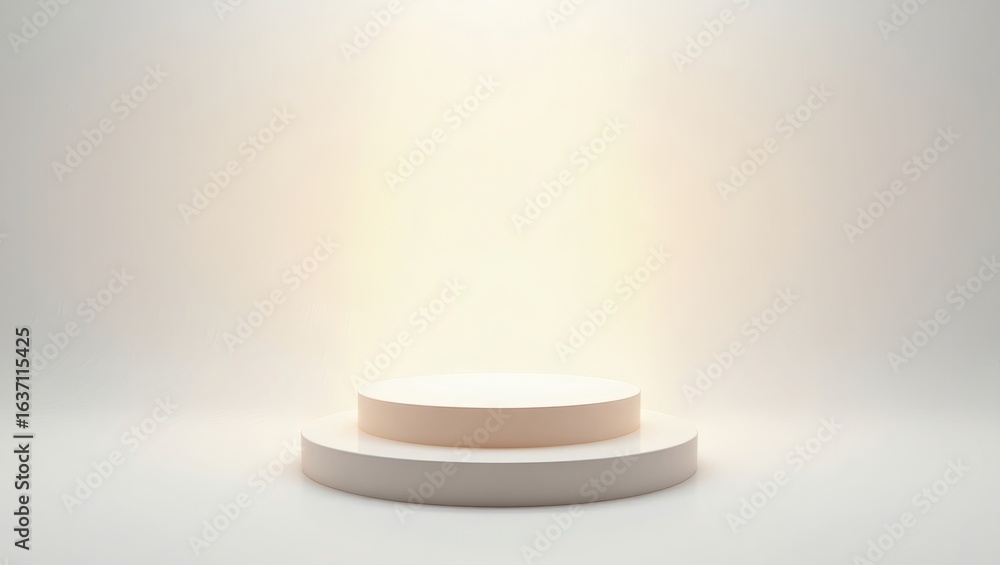Poster a simple product display podium, perfect for showcasing products under a soft, illuminating light. t