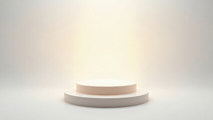 a simple product display podium, perfect for showcasing products under a soft, illuminating light. The platform is clean and minimalist