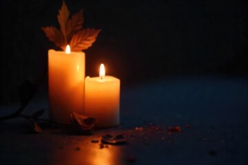 Peaceful Candlelight Glow Somber Atmosphere, Remembrance and Reflection