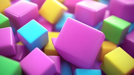 Obraz premium Colorful 3D Cubes Abstract Background, Vibrant Geometric Shapes Design