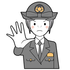 ストップのジェスチャーをする女性警察官