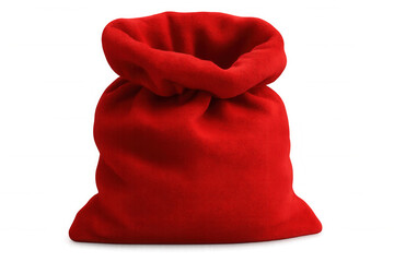 Christmas santa claus red sack isolated on transparent background, ideal for festive season and winter holidays designs