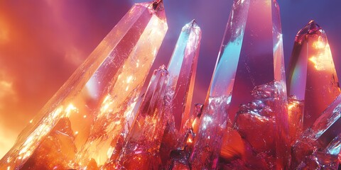 Crystal Formation Against Red and Blue Sky