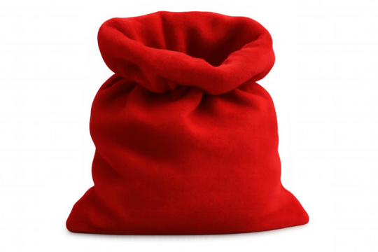 Christmas santa claus red sack isolated on transparent background, ideal for festive season and winter holidays designs