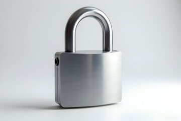 Metal Padlock Close-up on White Background Security Concept