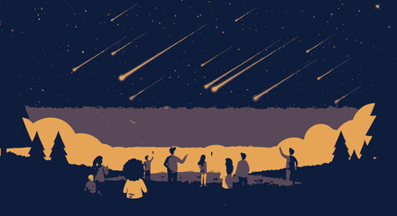 meteor shower on wheat field