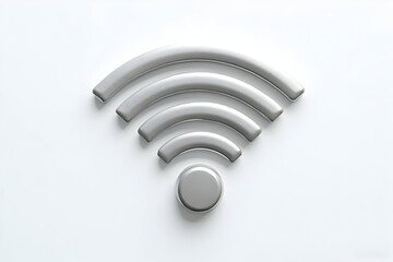 Grey Wireless Signal Icon on White Background for Connection