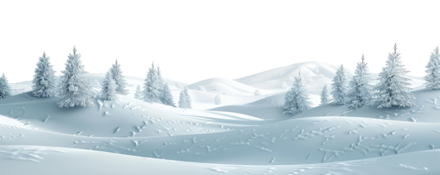 Snowy winter landscape with frosted trees