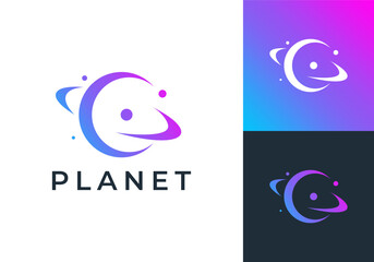 planet logo design. globe galaxy connection technology vector design concept  © nubikor
