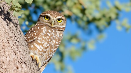 Obraz premium Owl sitting on tree
