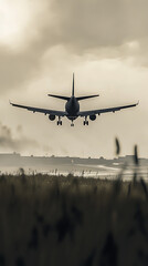 Airplane landing at airport