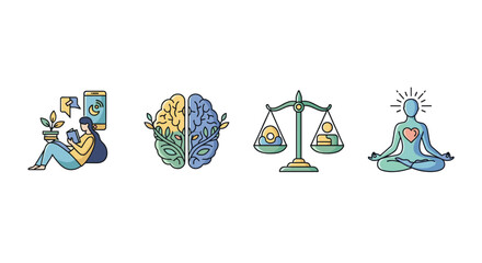 Balance lifestyle concept with mental health awareness and wellness for personal growth and development