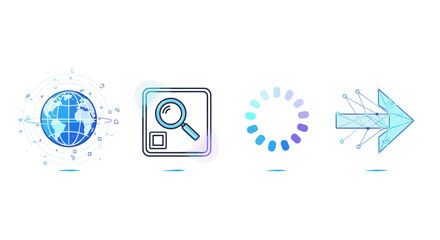Internet search loading process next steps digital transformation global network concept design