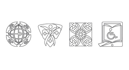 Vector art illustration symbols graphic design accessibility inclusion community outline drawing icons set