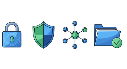 Data security icons vector illustration for cyber security network safety system protection concept