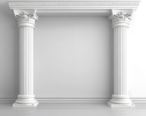 Obraz premium Elegant White Classical Columns Architectural Design Interior