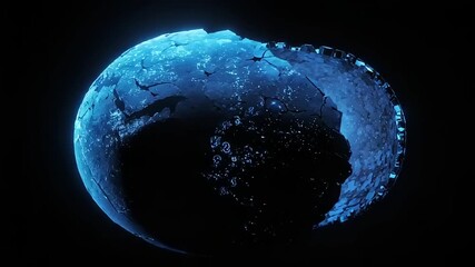 Shattered digital globe with numbers - Powered by Adobe