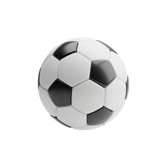 Obraz premium Classic black and white soccer ball isolated on a transparent background. 3D rendered football illustration for sports and game concepts.