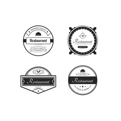 Obraz premium restaurant logo with artistic line frame 