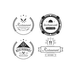 restaurant logo with artistic line frame 