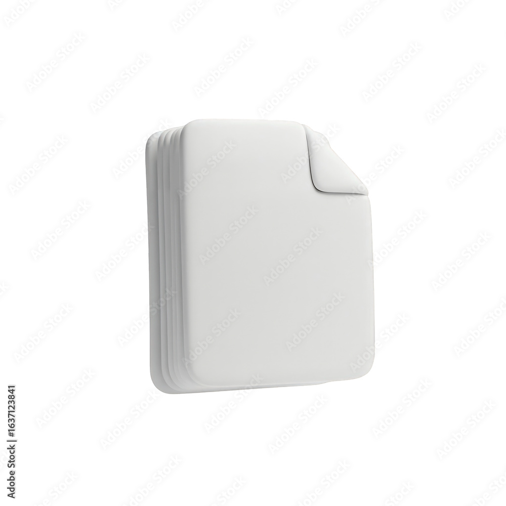 Poster white document stack icon 3d render. clean and simple illustration for business, office, and file ma