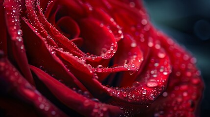 Close-up of Red Rose Covered in Water Droplets