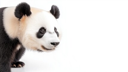 Fototapeta premium panda bear face isolated on white background