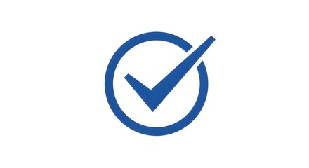 Blue check mark in circle on white background