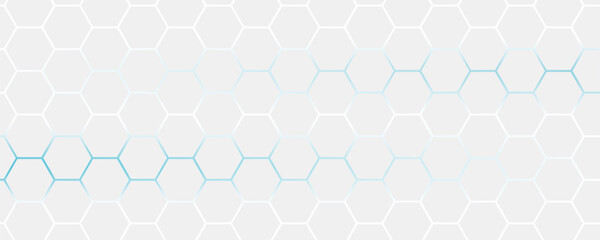 Abstract. Hexagon white background , blue light and shadow. Vector.