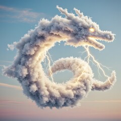 Fototapeta premium A swirling cloud dragon with lightning in the sky.