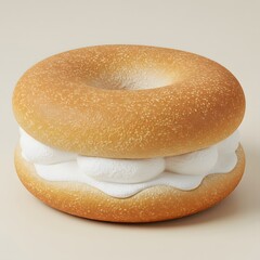 Creamy bagel sandwich with a detailed texture.