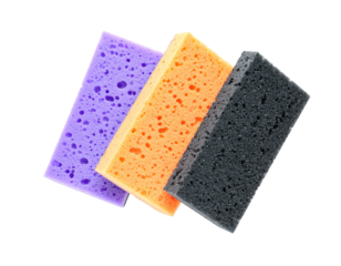 Vibrant cleaning sponges in assorted colors for home and commercial use.