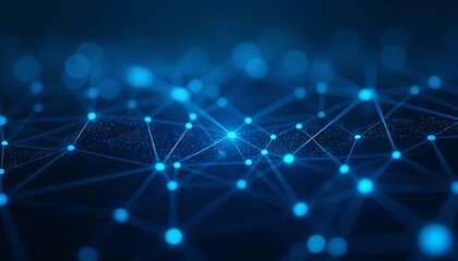 Fototapeta premium Network Connection Nodes Linked in Blue Light