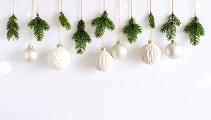 Elegant Christmas ornaments and fir branches