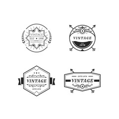 Obraz premium set vintage logo with frame style artistic line shape