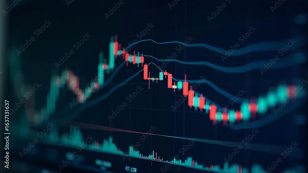 Aufkleber financial data analysis graph: forex and stock charts in a trading environment with empty space for 
