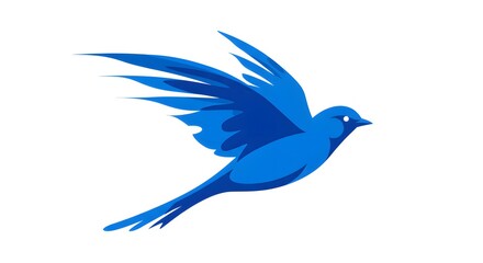 Fototapeta premium A stylized illustration of a blue bird in flight.