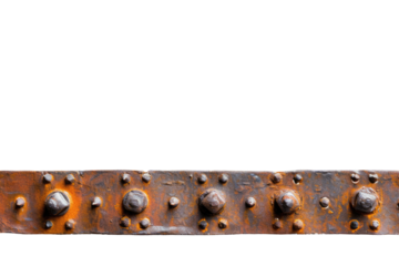 Rusty metal bar studded with rivets