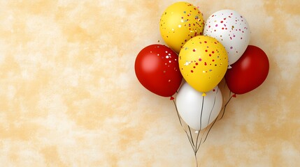 Festive Red Yellow White Balloons Party Decor Background