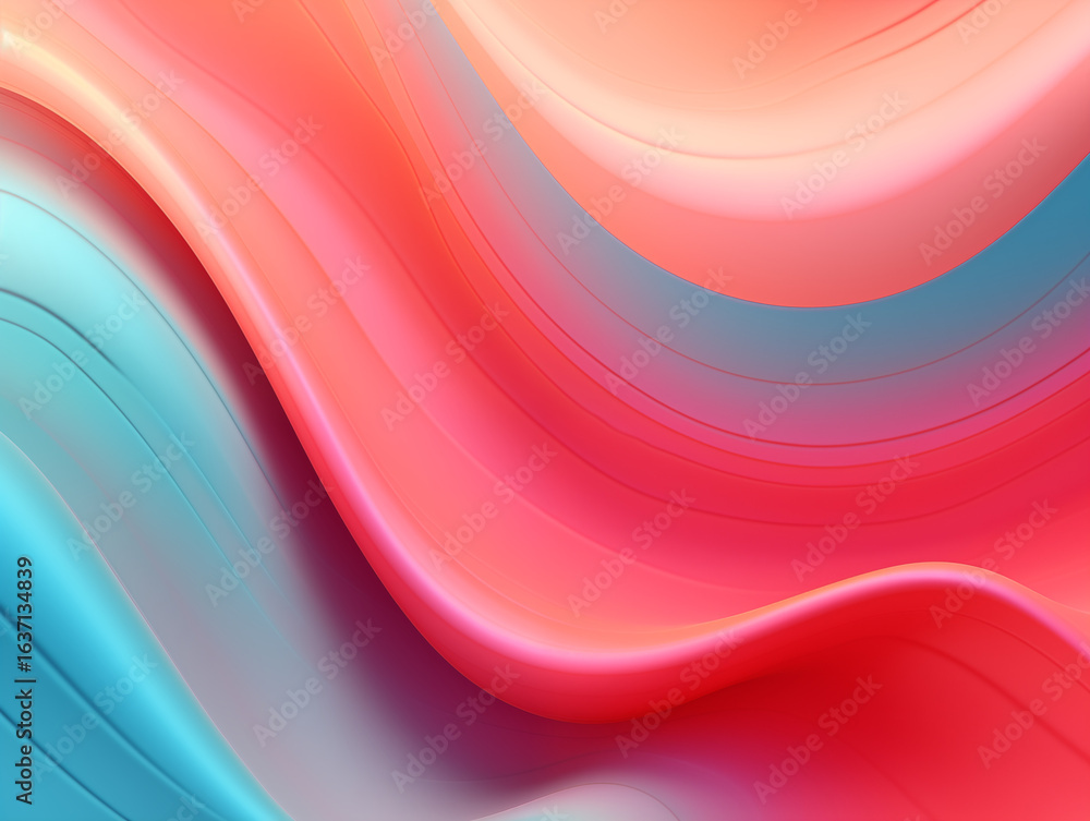 Poster abstract flowing waves of vibrant coral and cool teal create dynamic modern design backgrounds.
