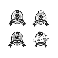 Fototapeta premium Collection of black vector designs coffee shop logos on a white background. Vintage logo for coffee shop