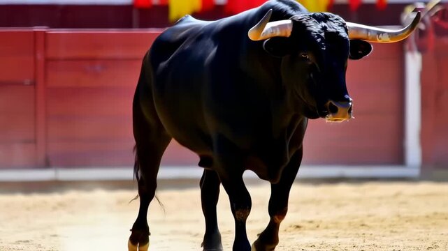 Black bull in a bullring (1)