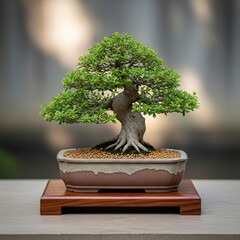small bonsai plants in pots